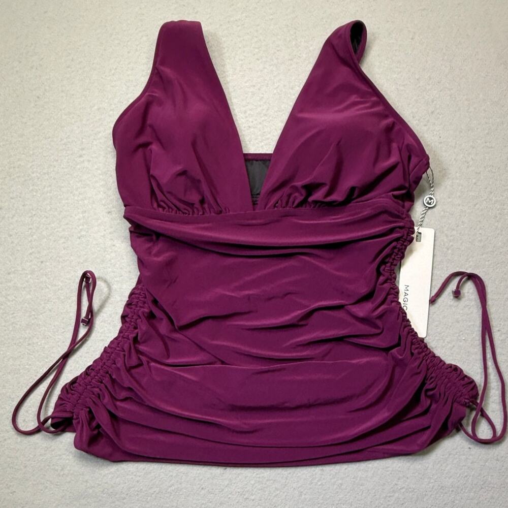 Magicsuit Dani Drawstring Ruched Side Tankini Swim Top, Jam 14 $140